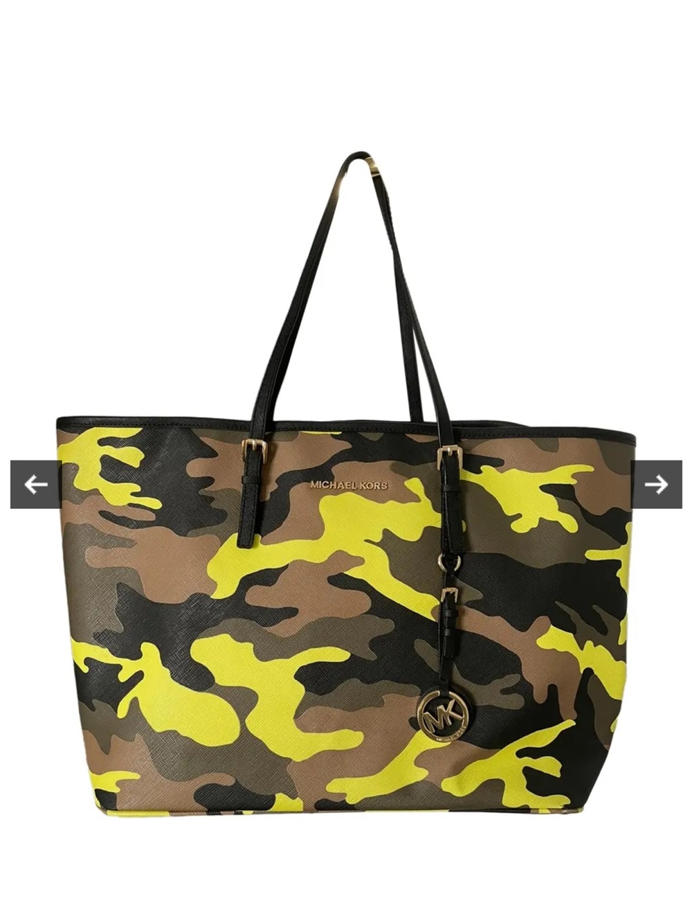 Michael Kors Yellow Camo Jet Set Tote